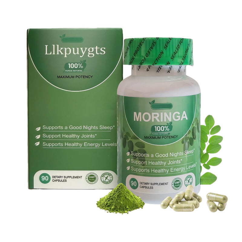 Moringa Capsules， Blended Vitamin & Mineral Supplements Non-GMO & Gluten-Free，90 Capsules 800mg Pure Moringa，Powder Supplement for Energy, Joint, Immunity & Gut Health Support