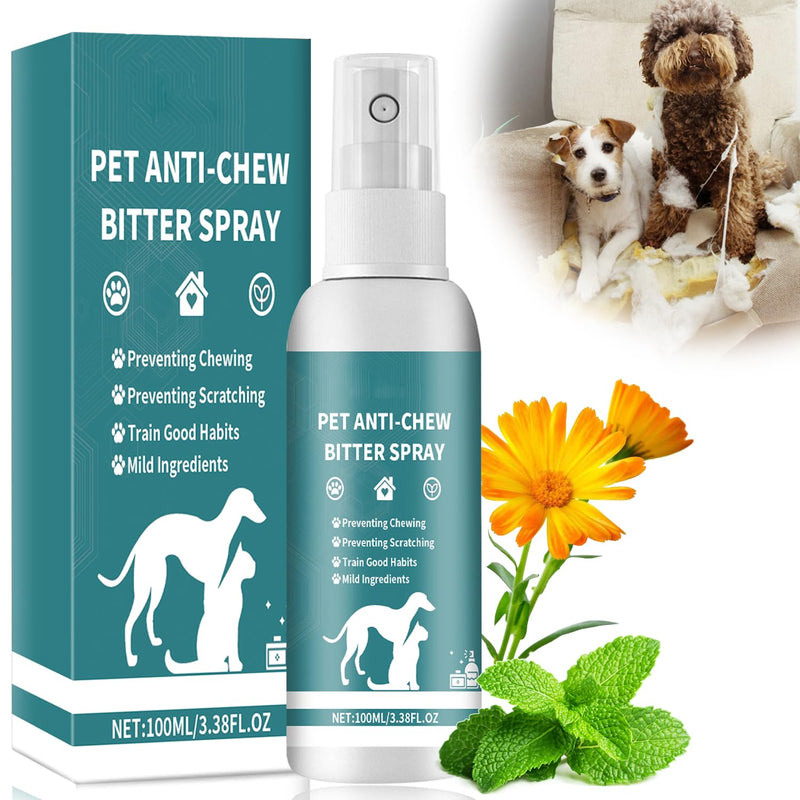 Effectively | Bitter Apple Spray for Dogs, 100ml No Chew Spray for Dogs to Stop Chewing, Preventing Puppies from Damaging Furniture, Dog Training & Behavior Aids Spray, Indoor & Outdoor Use Green
