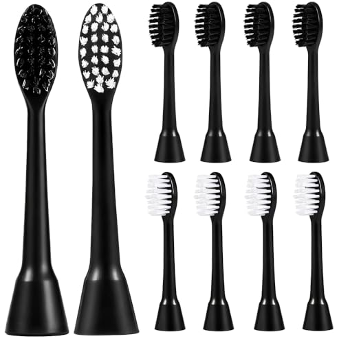 10 Pcs Toothbrush Replacement Heads for Moon Electric Toothbrush Adults, Black Black 10