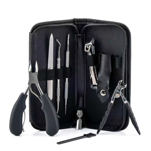 Xixter 7-Piece Heavy Duty Toenail Clippers for Thick Nails & Seniors, Professional Ingrown Toenail Removal Kit with Long Handle Nipper, Precision Toe Nail Clipper Set for Men & Podiatry Tools