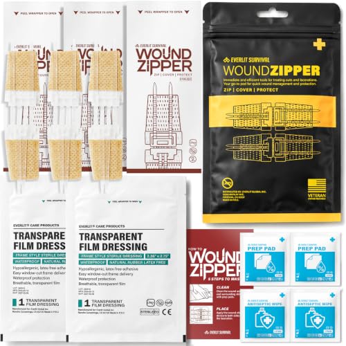 EVERLIT Compact Wound Closure Pack, Travel-Friendly Mini Wound Zipper Kit, Laceration Repair Wound Closure Strips 1-Pack