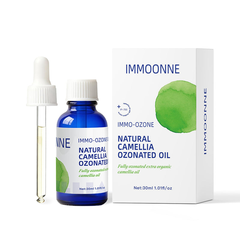 IMMO Ozonated Camellia Oil - 100% Natural & Organic for Oily & Sensitive Skin, Gentle Soothing Formula with Vitamin E, For The Whole Family, 1.01 Fl Oz, Glass Dropper | Pure Organic Ozonated Oil – Moisturizing Skin Care, Rich in Vitamin E, with Glass D...