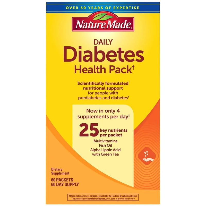 Nature Made Daily Diabetes Health Pack, Dietary Supplement for Nutritional Support, 60 Packets