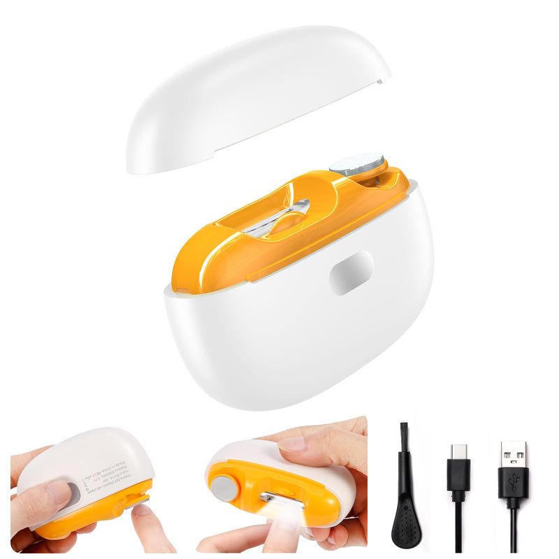 Electric Nail Clipper, 2 in 1 Nail Care Tool with Filing Function, Safe & Gentle Nail Trimmer with LED Light, Quiet and Effortless, Rechargeable for Adults & Seniors (White) Whrite - BeesActive Australia