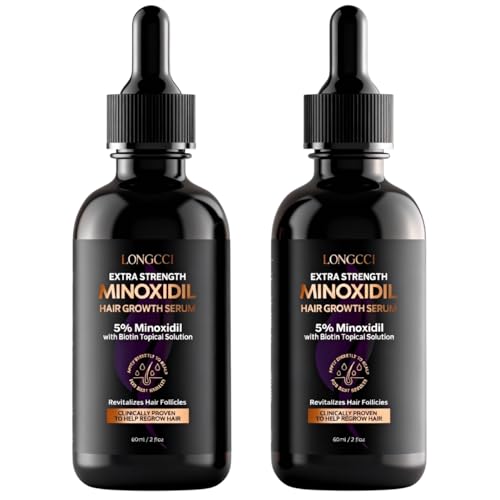 5% Minoxidil Hair Growth Serum for Women: Extra Strength Hair Loss Treatment with Biotin for Thinning Hair - Regrowth Topical Solution 2 Count (Pack of 2)