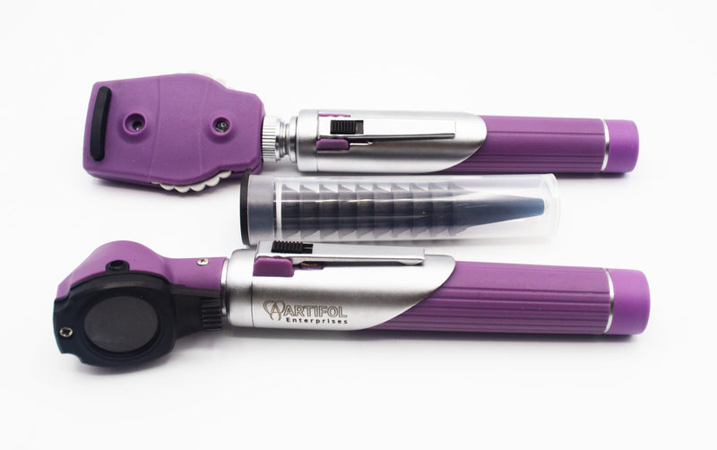Artifol Purple Color - New Ent Home Use - Student Otoscope Examination Kit Fiber Optic Diagnostic Set with Plastic Hard Case # OS1014 - BeesActive Australia