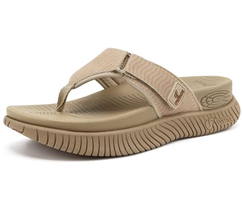 COFACE Womens Orthopedic Flip Flops Comfortable Beach Summer Sandals Size 6-12 7.5 Beige