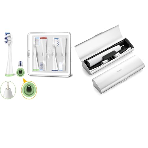 Toothbrush Replacement Heads for Waterpik, and Aluminum Electric Toothbrush Travel Case