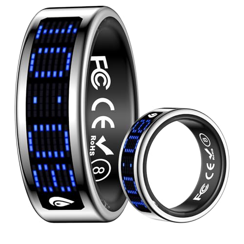 Smart Ring for Women Men Health Ring Fitness Tracker with Sleep Monitor Heart Rate Monitor Distance Screen Display for Android iOS silvery 13