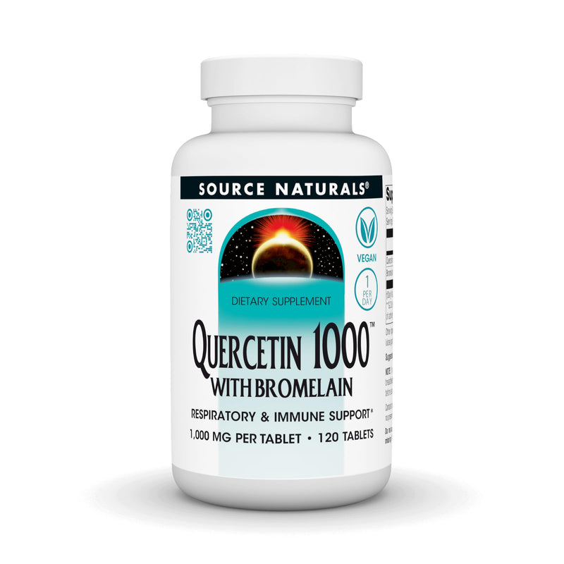 Source Naturals Quercetin 1000 with Bromelain, 1000 mg - 120 Vegan Tablets | 1000 mg per Serving | Respiratory and Immune Support*
