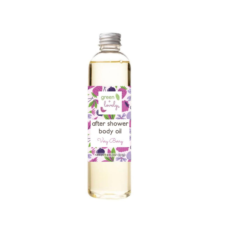Green + Lovely Body Oil Moisturizer After Shower Premium Certified Organic Moisture For Dry Skin Vitamin E Moisturizing Baby Oils, 8 Fl Oz (8 Fl Oz Body Oil, Very Berry) 8 Fl Oz (Pack of 1)