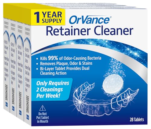 ORVANCE Retainer Cleaner Tablets (1 Year Supply) | Only 2 Cleanings Per Week Required | Removes Odors, Stains, Plaque for Invisalign, Mouth/Night Guards, and Removable Orthodontic Appliances 112 Tablets