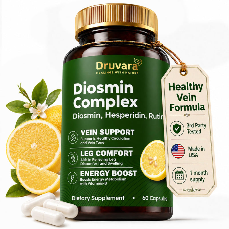 Diosmin Hesperidin with Rutin & B Vitamins | Vein Support Supplement for Leg Comfort, Healthy Circulation, Vein Strength & Improved Mobility - 60 Capsules