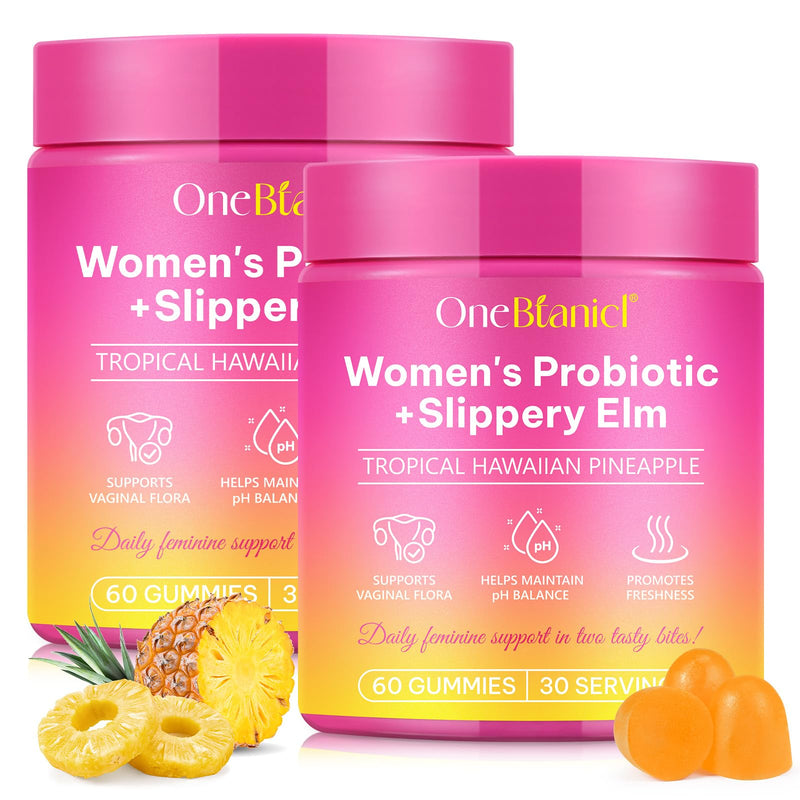 Feminine Probiotics Gummies 2PCS, Vaginal Probiotics for Women Gummies with Slippery Elm,Feminine Balance pH for Healthy Odor,Improve Immune,Support Vaginal Health,Natural Pineapple Flavor,60 Count 120 Count (Pack of 1)