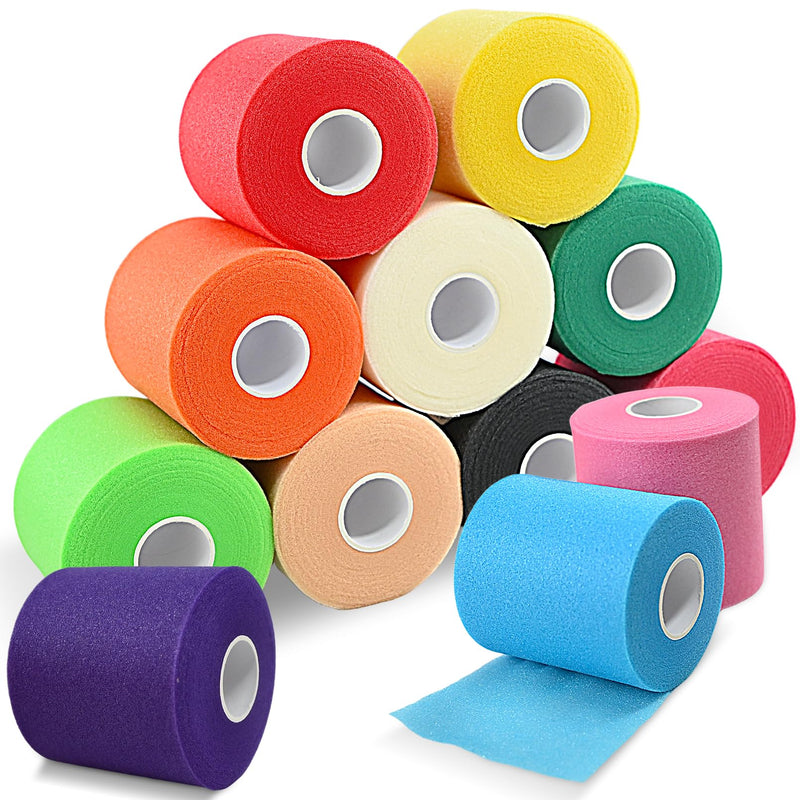 12 Pcs Pre Wrap Tape,2.75 Inch X 10.6 Inch,(360 Yards) Pre Wrap Foam Underwrap Sports Pre-Wrap Tape,Pre Wrap Athletic Tape for Sports,Hair,Ankles,Hands and Knees,Water-Resistant,(12 Colors) - BeesActive Australia