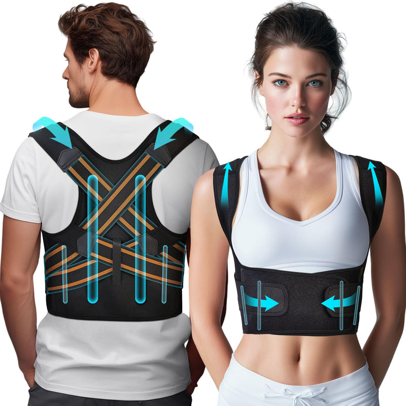 Posture Corrector for Men and Women, Instant Back Straightener, Adjustable Upper Back Brace, Invisible Shoulder Brace Hunchback Corrector for Slouching, Scoliosis, Neck Pain Relief (Large) L (Underbust: 41-49'')
