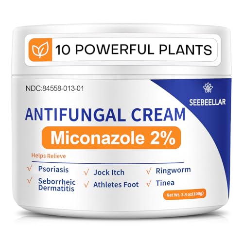 Antifungal Cream for Athletes Foot Jock Itch Ringworm Seborrheic Dermatitis Folliculitis Tinea Miconazole 2% Skin Fungus Relief Anti Fungal Athletes Foot Treatment for Humans 3.4 oz, 100g