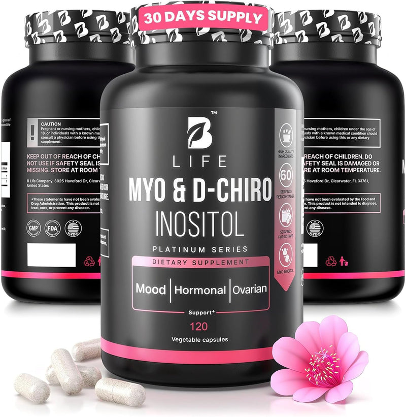Myo-Inositol & D-Chiro Inositol 40:1 for Women | Inositol Supplement for Women | Hormone Balance, Fertility & Cycle | Vitamin B8, Insulin & Flo Ovarian Support | 120 Caps 120 Count (Pack of 1) - BeesActive Australia
