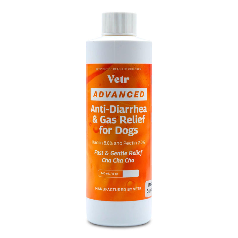 Vetr Anti-Diarrhea & Gas Relief for Dogs - Kaolin Liquid Formula for Fast Upset Stomach Soothing & Digestive Support - All Breeds & Sizes - 8 oz (240mL) - Vet-Formulated in USA