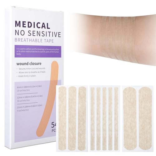 Wound Closure Strips 54 Strip 16 Packs Emergency Laceration Closures Skin Closure Device Breathable Strips for Lacerations Cuts Sutures