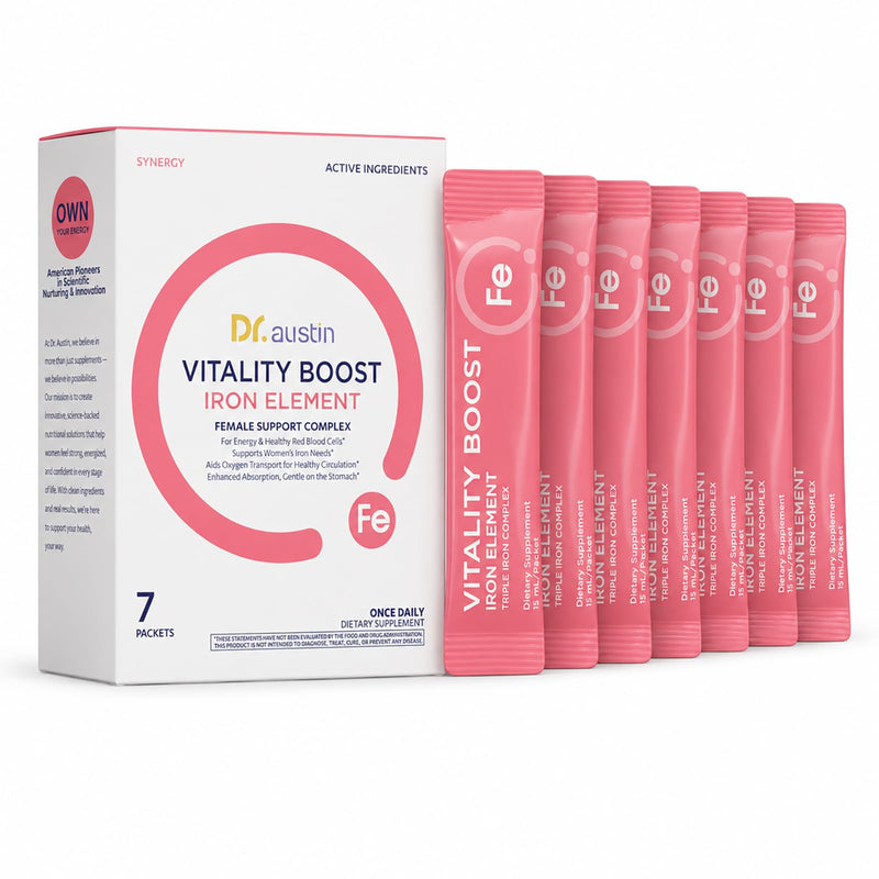 Dr. Austin Vitality Boost Iron Element with B-Vitamins & C - Gentle, High-Absorption Formula for Energy Support - 7 Liquid Packets 1
