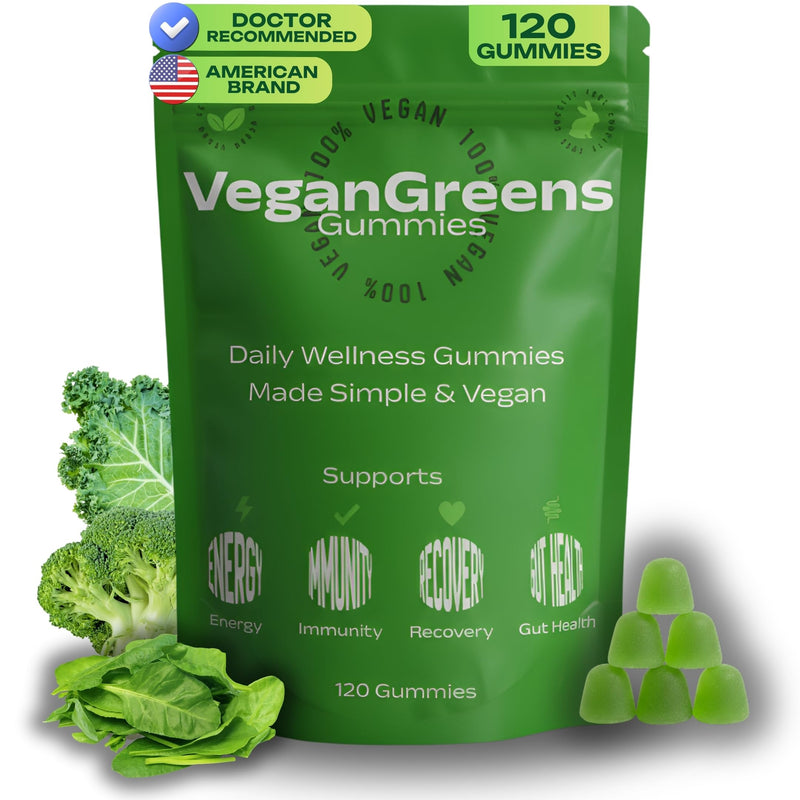 Vegan Sugar-Free Super Greens Gummies with Probiotics – Plant-Based Multivitamin Support for Gut Health, Immunity & Energy, Green Apple Flavor (120 Count)