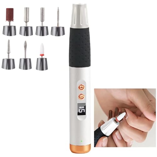 Electric Nail Drill Professional Cordless Portable Nail File Kit for Women White