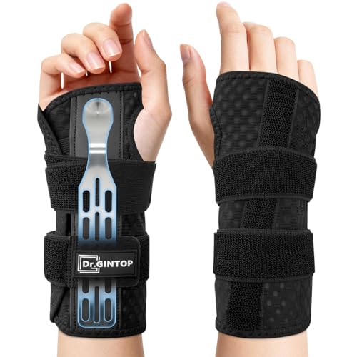 Carpal Tunnel Wrist Brace Night Support - Breathable Hand Brace Black-Right