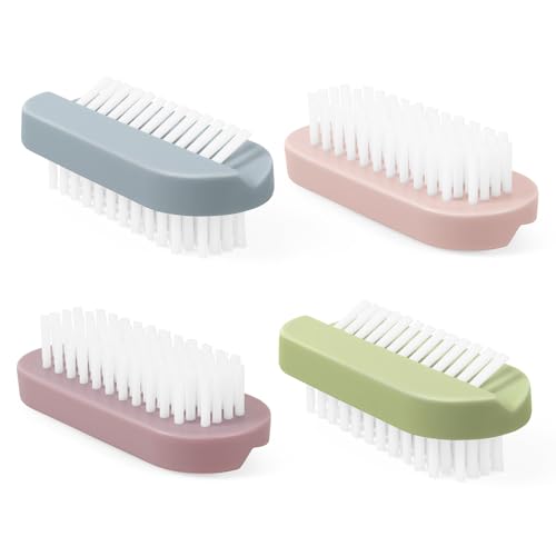 Nail Brush for Cleaning Fingernails, Larbois Deep Cleaning Fingernail Brush Two Sided Hand Fingernail Scrub Brush for Cleaning Nail Scrubber Brush Heavy Duty Foot Brush for Men Women Toes 4 PCS