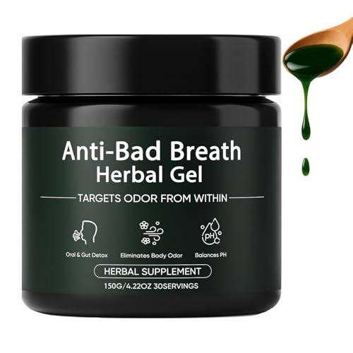 Anti-Bad Breath Herbal Gel Supplement, Body Odor Supplements, Internal Deodorant with Parsley, Green Tea, Chlorophyllin, Eliminates Odor from The Inside, Balances Oral & Gut (150g) (1) 1