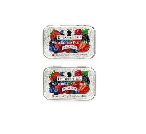 Dr. Doolittle’s Sugar Free Soft Fruit Pastilles for Voice and Throat, Wild Berries Flavor, 2.12 Ounce Tin, Approximately 25 Count Package, 2 Pack