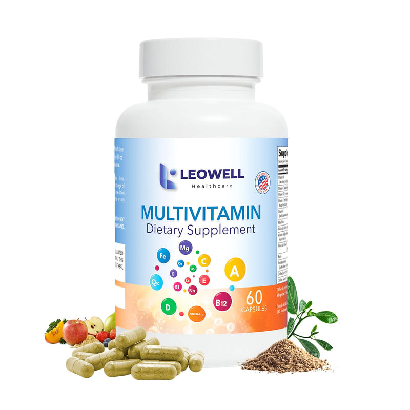 Leowell Multivitamin for Men & Women Daily Vitamin & Mineral Complex with Vitamin A, C, D, E, B-Complex, Zinc, Iron & Magnesium Immune & Energy Support 60 Capsules