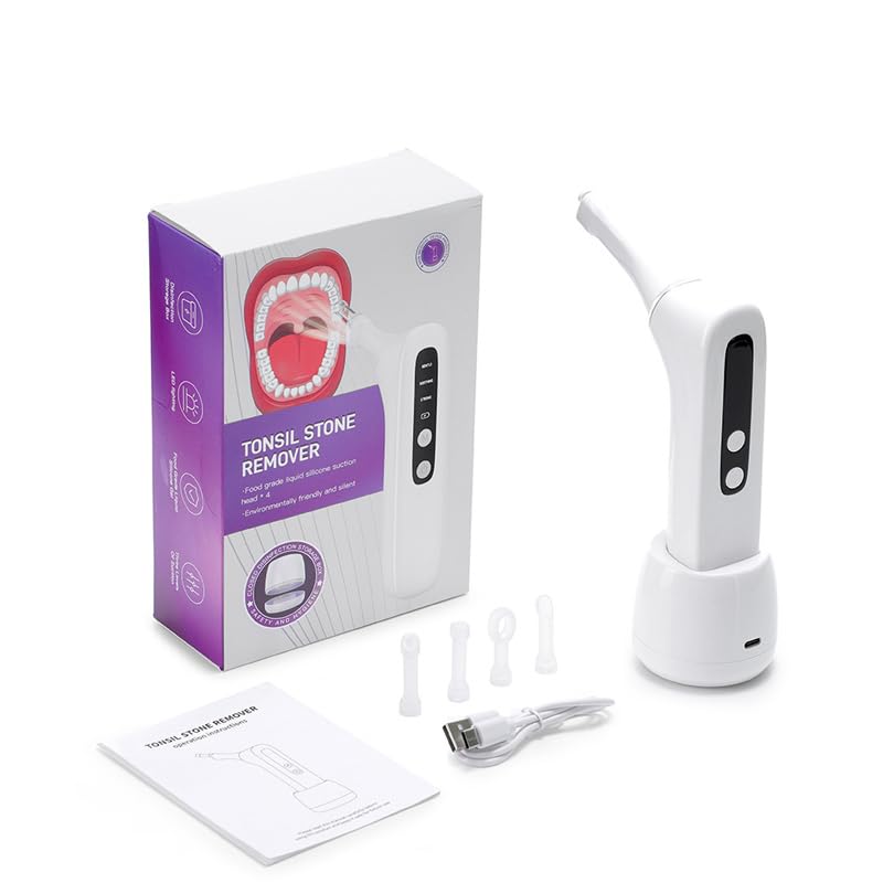 Electronic Tonsil Stone Remover, Visible Tonsil Camera, Tonsil Stone Removal Kit with Camera and Led Light, APP WiFi Connection, Tonsil Stone Vacuum with 5 Level Oral Suction Device