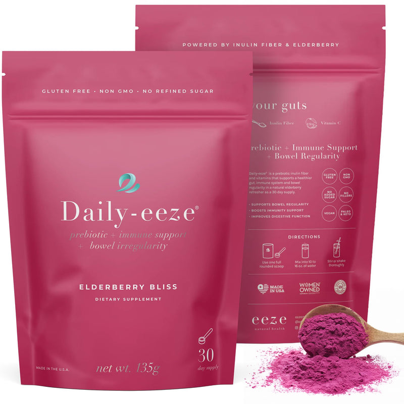 Daily-eeze Prebiotic Fiber - Prebiotic Inulin Fiber with Elderberry - Supports Digestive Wellness, Regularity & Gut Balance - Gentle Daily Supplement for Women & Men | 30 Servings