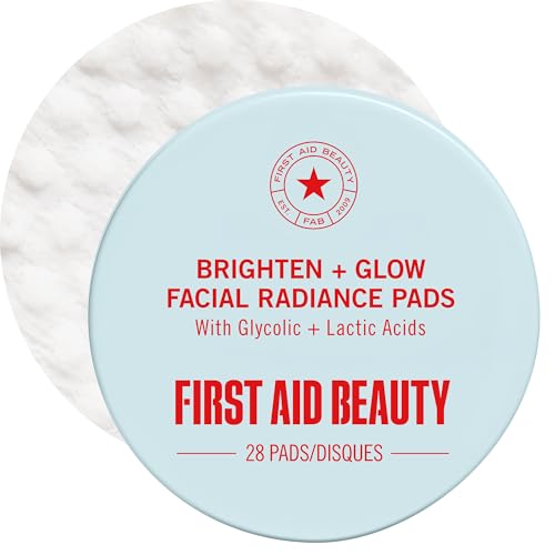 First Aid Beauty Brighten & Glow Facial Radiance Pads, AHA, Sensitive Skin 28 Count (Pack of 1)