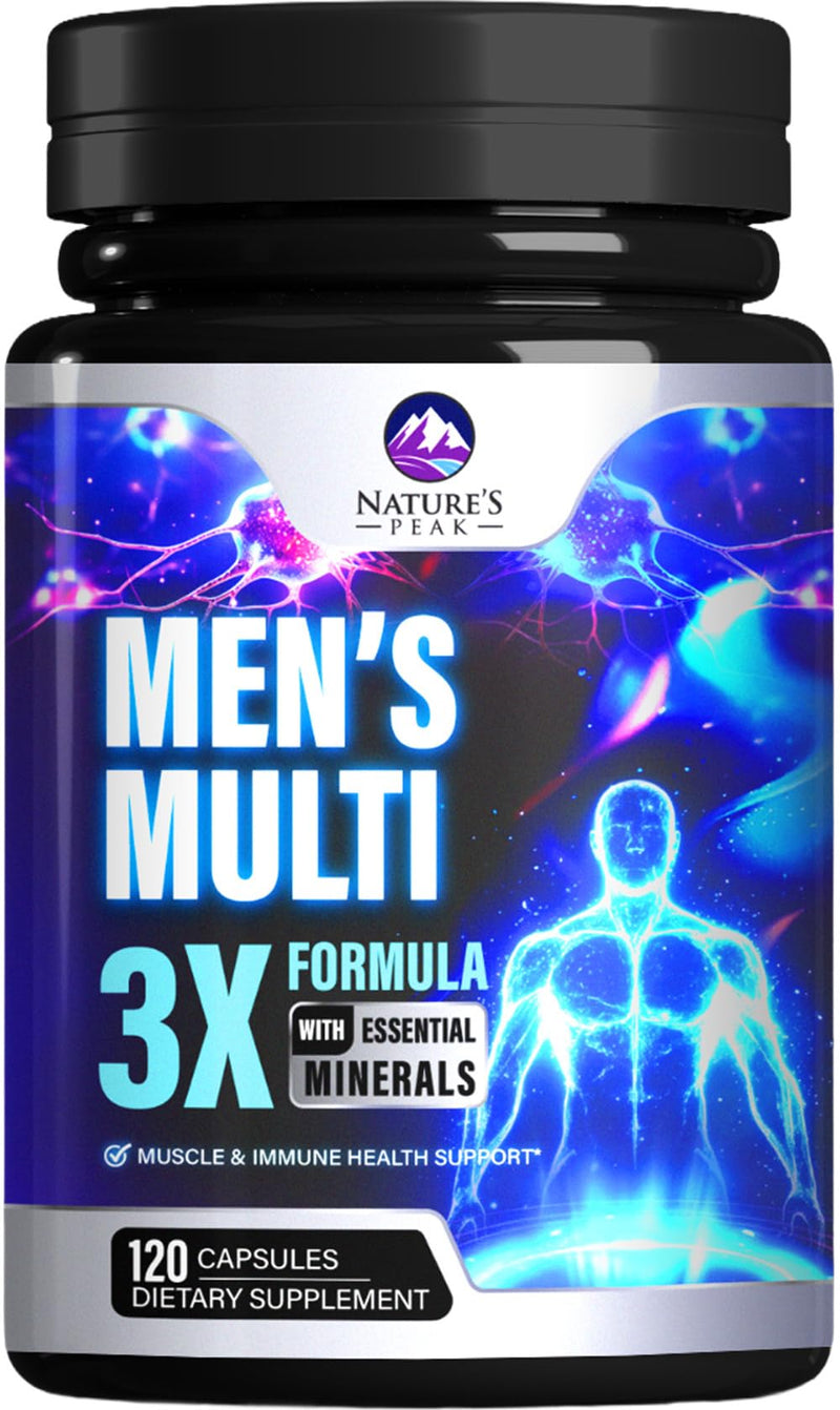 Men's Multivitamins Supplement - Complete Daily Multivitamin for Men with Vitamin B12, A, C, D, E, Zinc, Calcium, Iron, Folate - Immune Health & Energy Support - High Potency & Non-GMO - 120 Capsules 120 Count (Pack of 1)