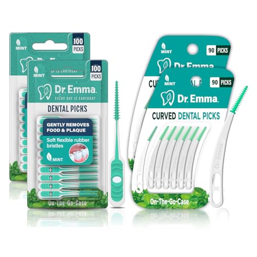 Dr. Emma Dental Picks 100Ct/Pack, 2 Pack and Curved Tooth Picks 90Ct/Pack, 2 Pack