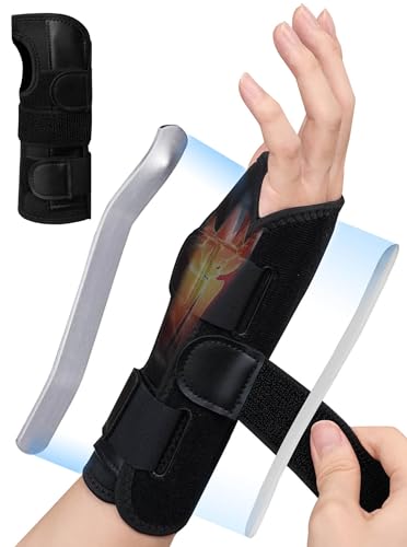 Carpal Tunnel Wrist Brace: Night Support Hand Brace for Women and Men - Wrist Splint Pain Relief Support for Tenosynovitis Tendonitis Arthritis Sprain Black Right Hand Black-Right Hand One Size