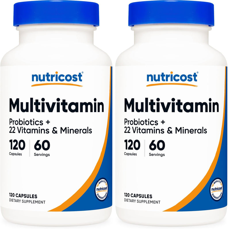 Nutricost Multivitamin with Probiotics 120 Vegetarian Capsules - Packed with Vitamins & Minerals (Pack of 2) 120 Count (Pack of 2)