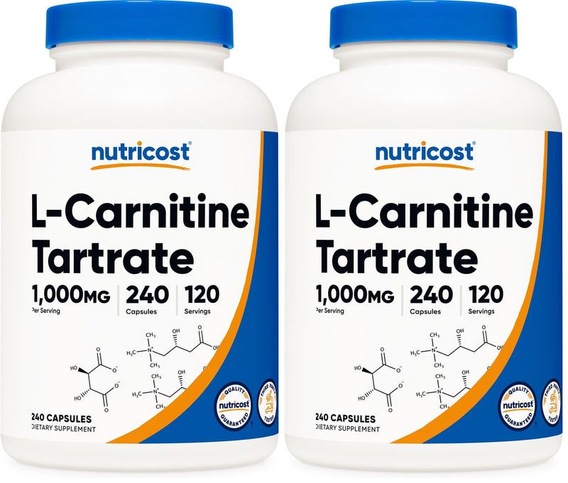 Nutricost L-Carnitine Tartrate 1,000mg, 240 Capsules - 500mg Per Capsule, 120 Servings (Pack of 2) 240 Count (Pack of 2)