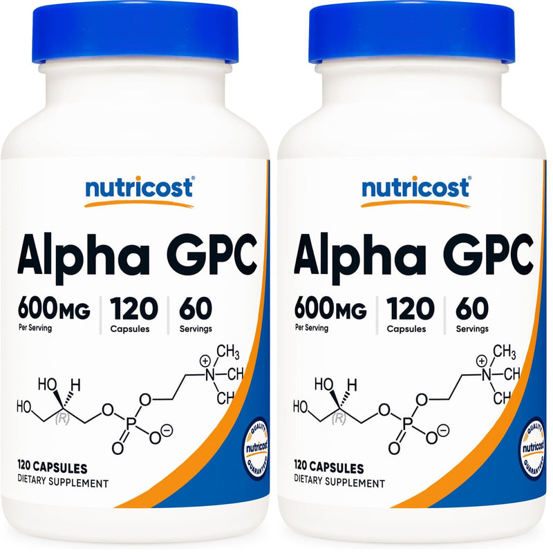 Nutricost Alpha GPC 600mg, 120 Vegetarian Capsules - Non-GMO and Gluten Free, 300mg Per Capsule (Pack of 2) 120 Count (Pack of 2)
