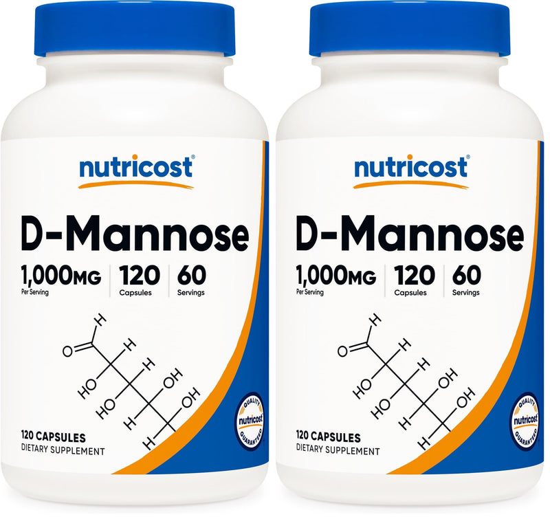 Nutricost D-Mannose 1000mg Per Serving, 120 Capsules - 500mg Per Capsule, Urinary Tract Health, Non-GMO and Gluten Free (Pack of 2) 120 Count (Pack of 2)