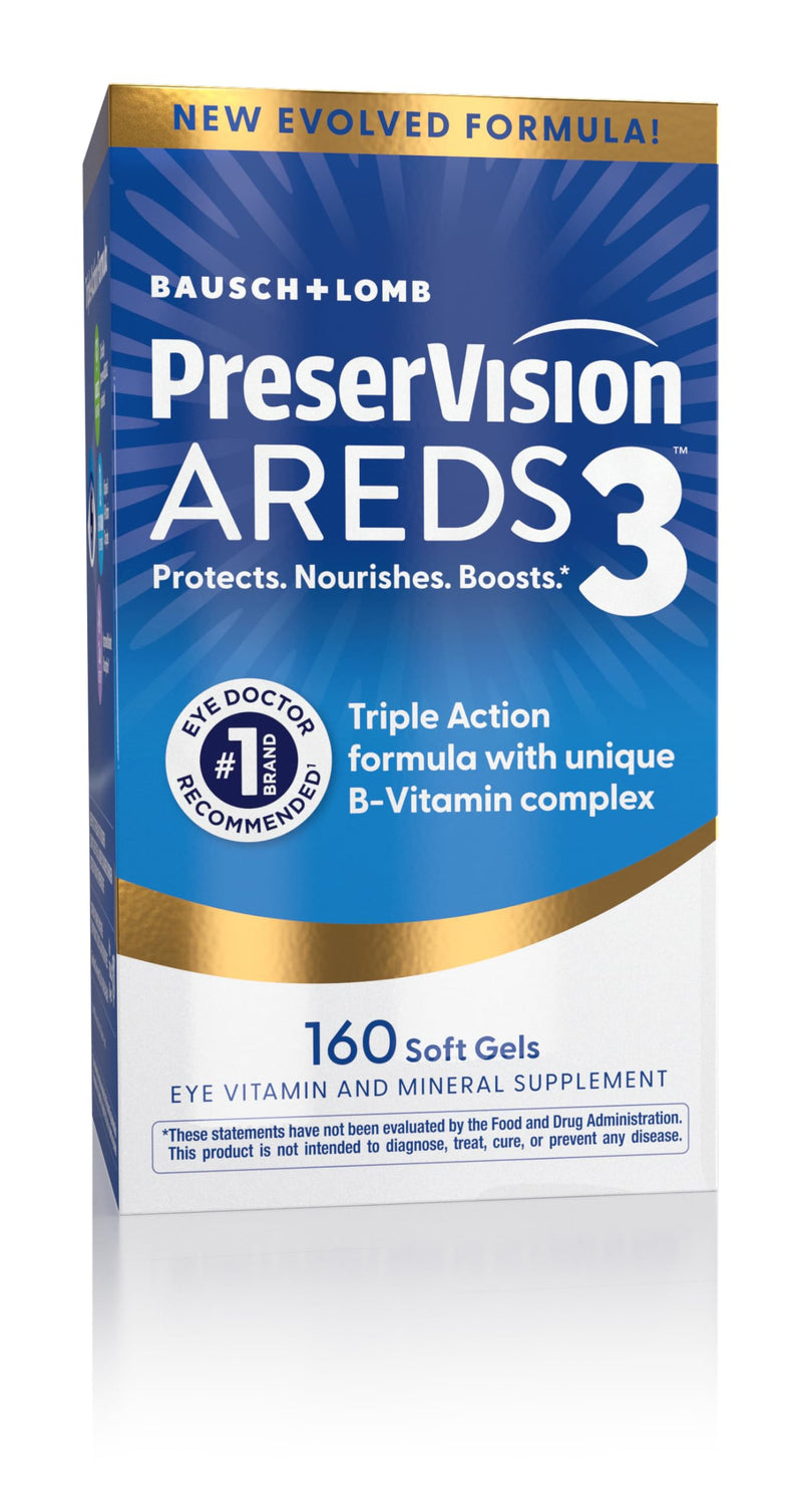 PreserVision AREDS3 Eye Vitamins AREDS2 Formula + B-Complex 160 Softgels | Macular support supplement*, lutein & zeaxanthin, #1 eye doctor recommended brand1, 8 B-vitamins, 160 softgels