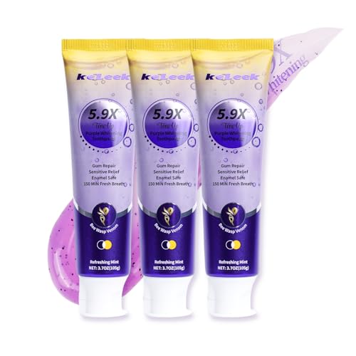 3PCS Purple Whitening Toothpaste -Tone-Up Formula,Stain Remover, Plaque Remover,Appropriate for Sensitive Teeth-150MIN Mint Bubble Mint 1.23 Ounce (Pack of 3)