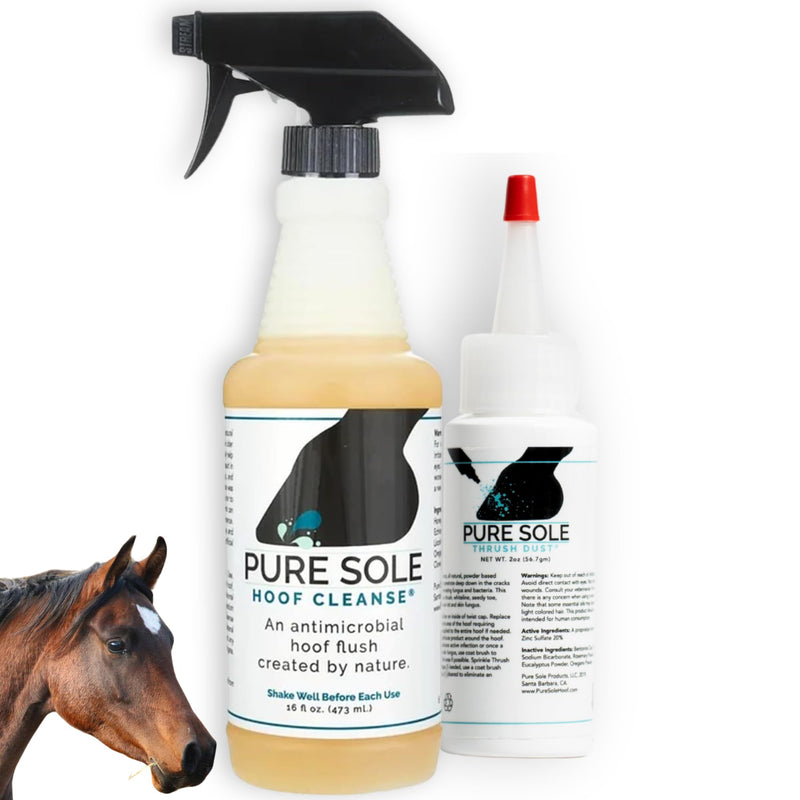 Pure Sole Severe Thrush Treatment for Horses - Hoof Cleanse (16 oz.) and Thrush Dust Powder (2 oz.) Bundle
