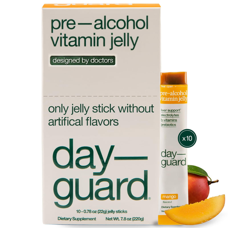 Day–Guard — Feel Better After Drinking, Wake Up Refreshed, Science-Backed, Doctor-Formulated Pre Drinking Jelly Gummies for Regret Prevention, Made in Korea, 10-Pack of 22g Sticks (Mango) Mango