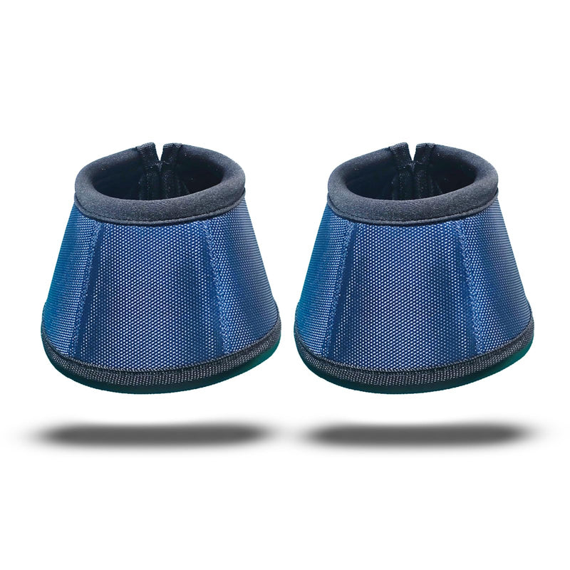 Professional Equestrian Bell Boots, Navy Blue Ballistic Nylon No-Turn Horse Hoof Protective Cover with Padded Rim, 1 Pair
