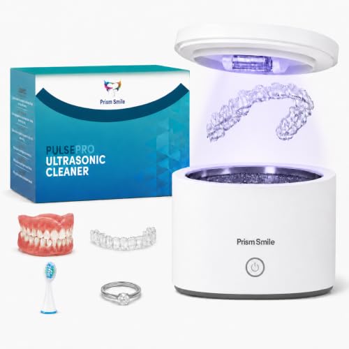 Ultrasonic Retainer Cleaner Machine, 42kHz Portable Dental Cleaning Pod for Retainers, Aligners, Night Guards, Mouth Guards and Dentures, 200ml One-Touch Dental Appliance Cleaner