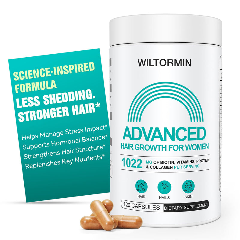 Hair Growth Supplements for Women, Ages 30 and Up - Clinically Tested for Visibly Thicker Hair with Biotin 10,000mcg, Vitamins, Keratin, Collagen, Saw Palmetto, Supports Scalp, Skin & Nails, 120 ct 120 Count (Pack of 1)