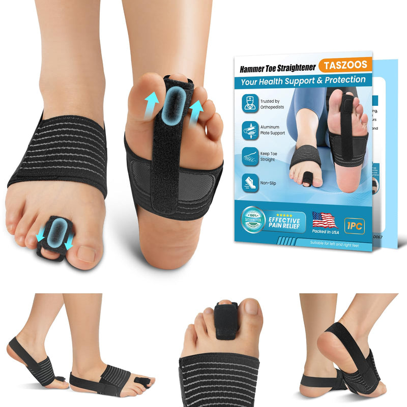 Hammer Toe Straightener - Non-Slip Hammer Toe Corrector for Women & Men - Adjustable Toe Splint Relief for Curled, Broken Support - Toe Wrap for Resting, Standing (1 Foot Wrap & 1 Strap) - BeesActive Australia